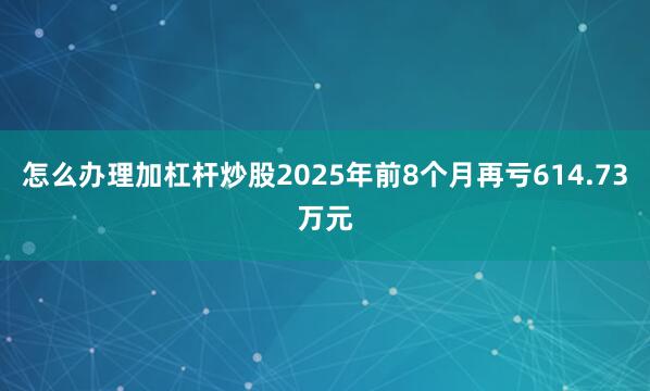 怎么办理加杠杆炒股2025年前8个月再亏614.73万元